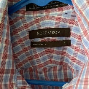 Nordstrom Traditional Fit Men’s Short Sleeve Shirt Sz S Like new. Red/Blue/White